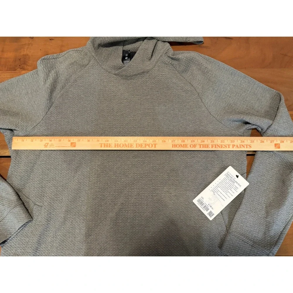 Lululemon Ease The Day Textured Double Knit Cotton Hoodie Grey Black $148 XXL